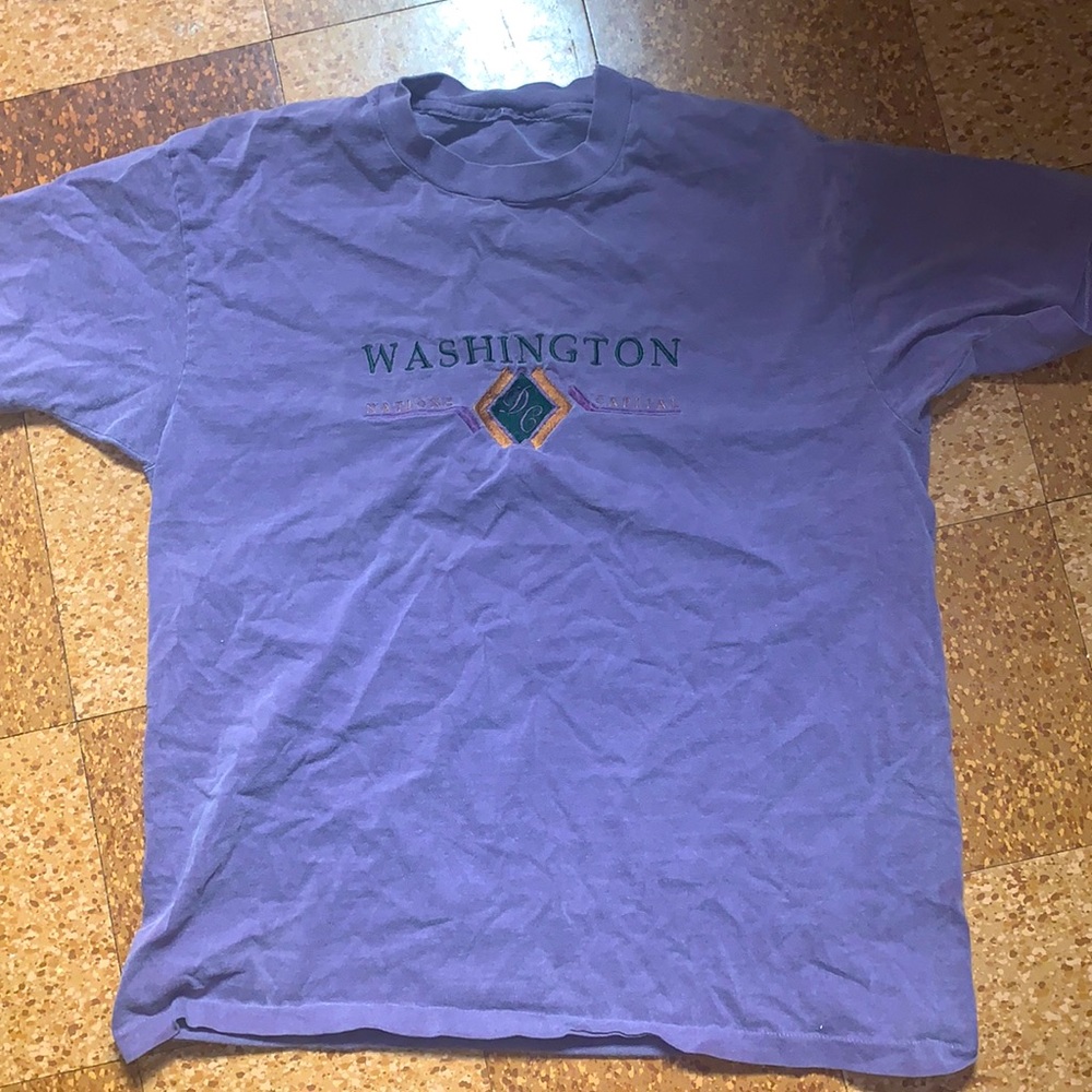 Men’s Vintage Washington Nation Capital Embroidered Purple Short-sleeve Tee